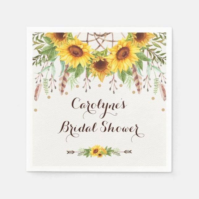 Rustikale Sonnenblumen Boho Dream Catcher Dusche P Serviette (Vorderseite)