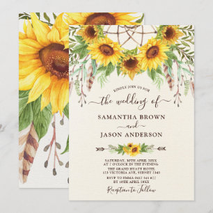 Rustikale Sonnenblumen Boho Dreamctacher Hochzeit Einladung