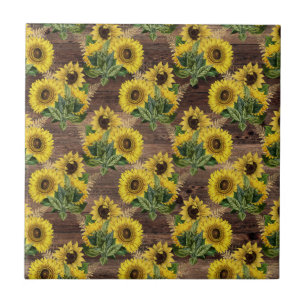 Rustikale Sonnenblumen Bouquet Bauernhof Vintag Br Fliese
