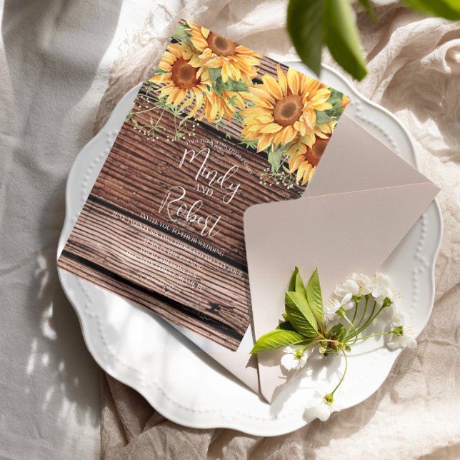 Rustikale Sonnenblumen Bouquet Watercolor Wedding  Einladung (Von Creator hochgeladen)