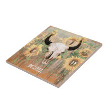 Rustikale Sonnenblumen Bullenkuhschädel Western