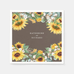 Rustikale Sonnenblumen Burst Kundenname Serviette