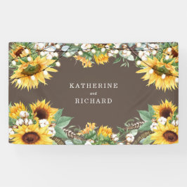 Rustikale Sonnenblumen-Burst-Lichter Hochzeit Banner