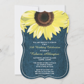 Rustikale Sonnenblumen Denim Land Geburtstagseinla Einladung