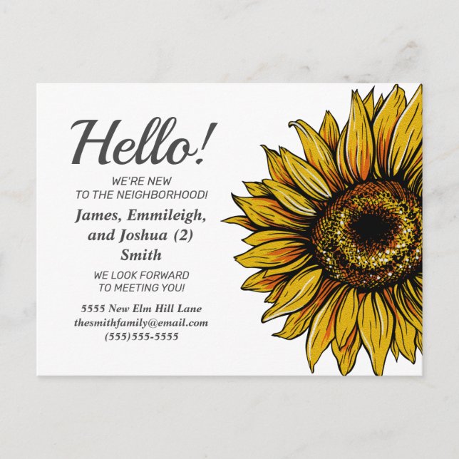 Rustikale Sonnenblumen - Einführung in neue Nachba Postkarte (Vorderseite)