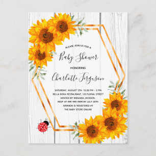 Rustikale Sonnenblumen-Einladung zur Babyparty mit Postkarte