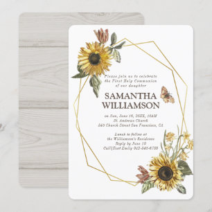 Rustikale Sonnenblumen Erste Kommune Einladung