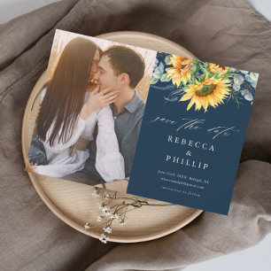 Rustikale Sonnenblumen-Eukalyptus-Hochzeit Save The Date