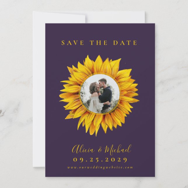 Rustikale Sonnenblumen Foto Hochzeit speichern das Save The Date (Vorderseite)