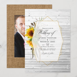 Rustikale Sonnenblumen geometrische Stallhochzeit  Einladung