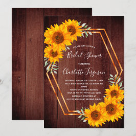 Rustikale Sonnenblumen, geometrisches Brautparty Einladung