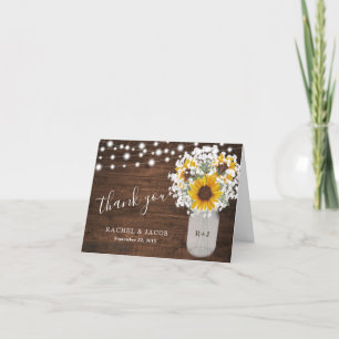 Rustikale Sonnenblumen Gipskraut Jar Foto Hochzeit Dankeskarte