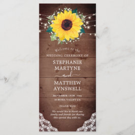 Rustikale Sonnenblumen Gipskraut Lights Wedding Programm