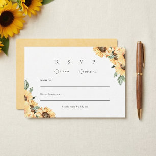 Rustikale Sonnenblumen-Hochzeit im Landhausstil RSVP Karte