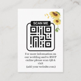 Rustikale Sonnenblumen-Hochzeit QR-Code RSVP Begleitkarte