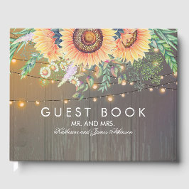 Rustikale Sonnenblumen Hochzeit von Holz und Strei Gästebuch