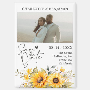 Rustikale Sonnenblumen-Hochzeitseinladung zum Vorm Magnet