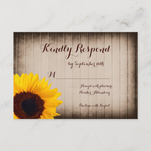 Rustikale Sonnenblumen-Hochzeitskarte RSVP Karte