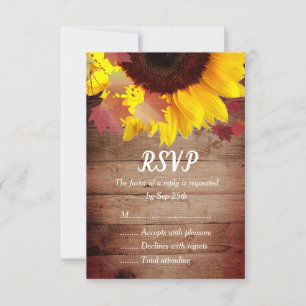 Rustikale Sonnenblumen-Hochzeitskarten RSVP Karte