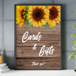 Rustikale Sonnenblumen-Hochzeitskarten und Geschen Poster