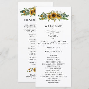 Rustikale Sonnenblumen-Hochzeitsprogramm Programm