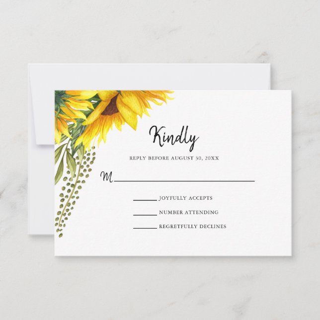Rustikale Sonnenblumen | HochzeitsrSVP RSVP Karte (Vorderseite)