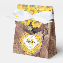 Rustikale Sonnenblumen Holzstruktur Geschenkschachtel