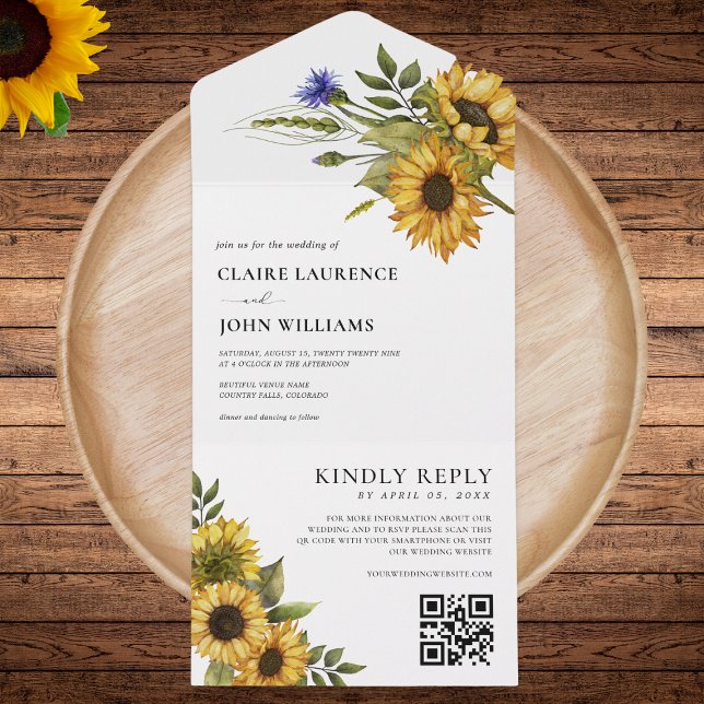 Rustikale Sonnenblumen Land Qr Code UAWG Hochzeit All In One Einladung (Von Creator hochgeladen)