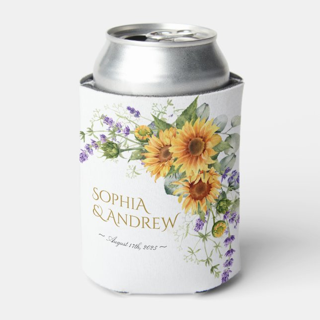 Rustikale Sonnenblumen & Lavander-Hochzeit Dosenkühler (Kanne Vorderseite)