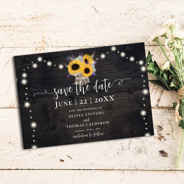 Rustikale Sonnenblumen Lavender Barn Wood Wedding Save The Date (Von Creator hochgeladen)