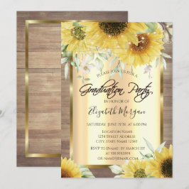 Rustikale Sonnenblumen, Licht, Abschluss aus Holz Einladung