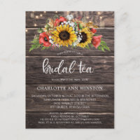 Rustikale Sonnenblumen Lichter Bridal Tee Einladun