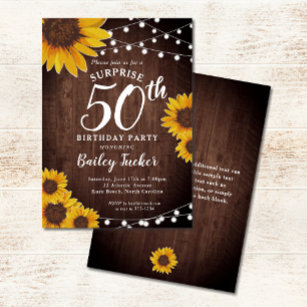 Rustikale Sonnenblumen & Lichter Überraschung 50.  Einladung