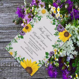 Rustikale Sonnenblumen-Margeriten-Blumen-Baby-Part Einladung