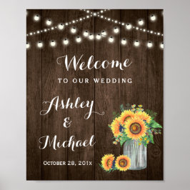 Rustikale Sonnenblumen Mason Jar Lights Hochzeitsz Poster