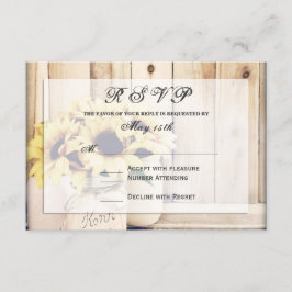Rustikale Sonnenblumen Mason Jar Wedding RSVP Card Karte