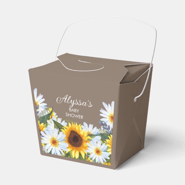 Rustikale Sonnenblumen Milchbraun-Baby-Dusche Geschenkschachtel (Vorderseite)