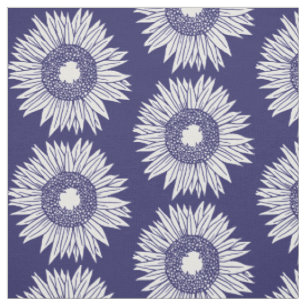 Rustikale Sonnenblumen Muster Blau und Weiß Blumen Stoff