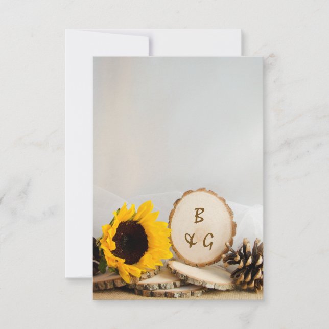 Rustikale Sonnenblumen Naturwald Hochzeiten Mittei Mitteilungskarte (Vorderseite)
