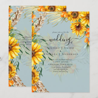Rustikale Sonnenblumen Pampas Grass Sage Hochzeit