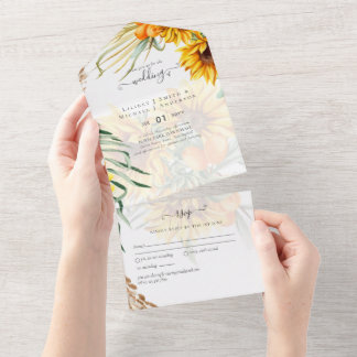 Rustikale Sonnenblumen Pampas Grass Wedding All In One Einladung