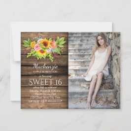 Rustikale Sonnenblumen Peonies Barnwood Foto Sweet Einladung