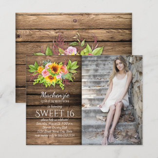 Rustikale Sonnenblumen Peonies Barnwood Foto Sweet Einladung
