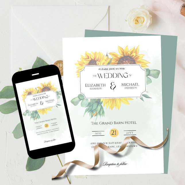 Rustikale Sonnenblumen Print oder digitale Hochzei Einladung (Von Creator hochgeladen)