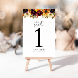 Rustikale Sonnenblumen Rose Burgundy Fall Blumenho Tischnummer