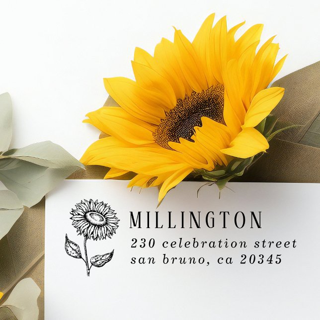 Rustikale Sonnenblumen Rücksendeadresse für Famili Gummistempel (Von Creator hochgeladen)