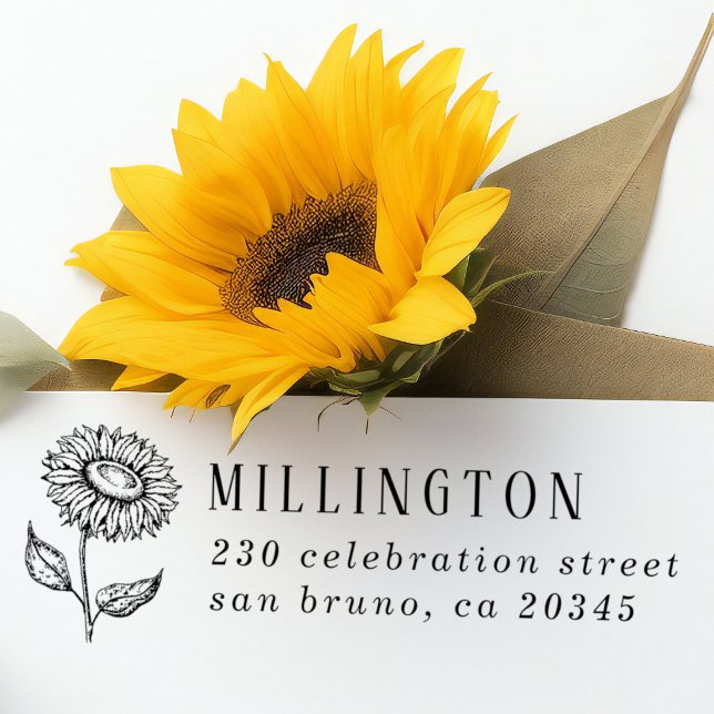 Rustikale Sonnenblumen Rücksendeadresse für Famili Permastempel (Von Creator hochgeladen)