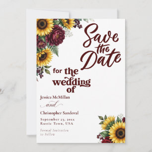 Rustikale Sonnenblumen Save-the-Date Hochzeits-Ein Einladung