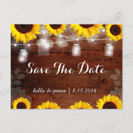 Rustikale Sonnenblumen Save the Date Postkarte