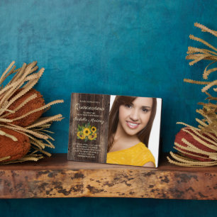Rustikale Sonnenblumen Scheune Holz Quinceañera Fo Fotoplatte
